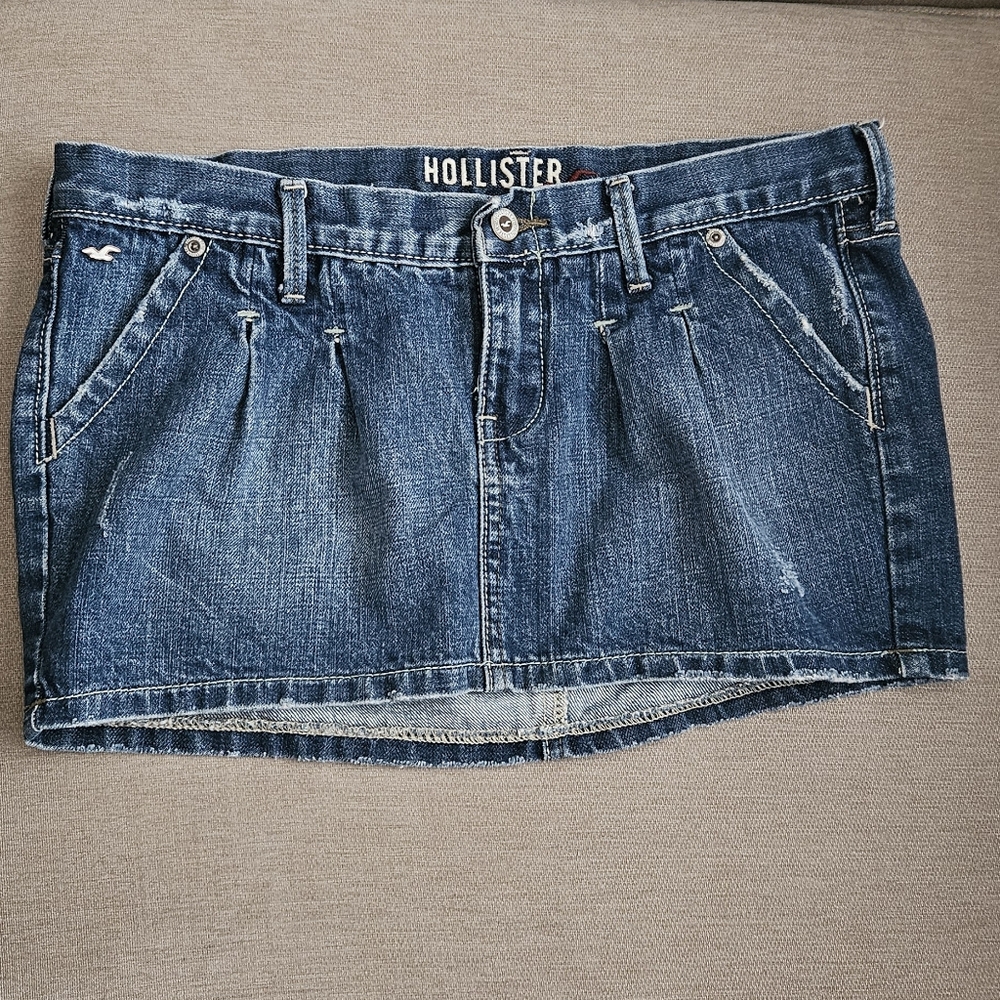 Hollister Women's Blue Denim Skirt Mini Low Rise Y2K Jean Skirt